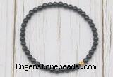 CGB7262 4mm tiny black obsidian beaded meditation yoga bracelets