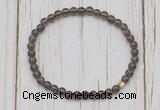 CGB7290 4mm tiny smoky quartz beaded meditation yoga bracelets