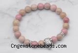 CGB7351 8mm pink wooden jasper bracelet with tiger head for men or women