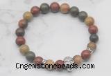 CGB7354 8mm picasso jasper bracelet with skull for men or women