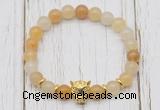 CGB7383 8mm yellow aventurine bracelet with leopard head for men or women