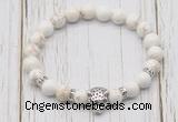 CGB7391 8mm white howlite bracelet with tiger head for men or women