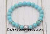 CGB7392 8mm blue howlite bracelet with tiger head for men or women