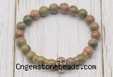 CGB7397 8mm unakite bracelet with skull for men or women