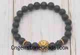 CGB7408 8mm black lava bracelet with lion head for men or women