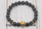 CGB7408 8mm black lava bracelet with lion head for men or women