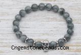 CGB7422 8mm eagle eye jasper bracelet with skull for men or women