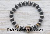 CGB7431 8mm Tibetan agate bracelet with skull for men or women