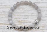 CGB7438 8mm grey banded agate bracelet with buddha for men or women