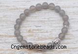 CGB7453 8mm round grey agate bracelet with buddha for men or women