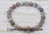 CGB7459 8mm Botswana agate bracelet with skull for men or women