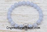 CGB7460 8mm blue lace agate bracelet with leopard head for men or women