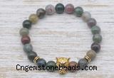 CGB7465 8mm Indian agate bracelet with leopard head for men or women