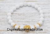 CGB7470 8mm white candy jade bracelet with lion head for men or women