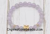 CGB7488 8mm lavender amethyst bracelet with owl head for men or women