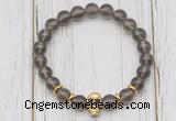 CGB7492 8mm smoky quartz bracelet with skull for men or women