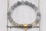 CGB7493 8mm cloudy quartz bracelet with tiger head for men or women