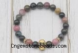 CGB7510 8mm tourmaline bracelet with skull for men or women