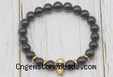 CGB7511 8mm garnet bracelet with skull for men or women