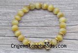 CGB7515 8mm golden tiger eye bracelet with skull for men or women