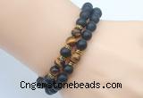 CGB7603 8mm matte black onyx & yellow tiger eye mala stretchy bracelets