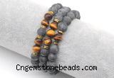 CGB7609 8mm matte black labradorite & yellow tiger eye mala stretchy bracelets