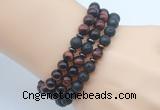 CGB7614 8mm black lava & red tiger eye mala stretchy bracelets