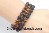 CGB7626 8mm black lava & yellow tiger eye mala stretchy bracelets