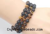 CGB7627 8mm black lava & yellow tiger eye mala stretchy bracelets