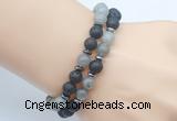 CGB7648 8mm black lava & labradorite gemstone mala stretchy bracelets