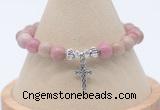 CGB7751 8mm pink wooden jasper bead with luckly charm bracelets