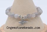 CGB7838 8mm grey banded agate bead with luckly charm bracelets