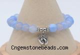 CGB7839 8mm blue banded agate bead with luckly charm bracelets