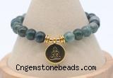 CGB7866 8mm moss agate bead with luckly charm bracelets
