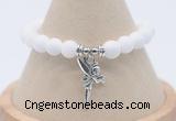 CGB7870 8mm white candy jade bead with luckly charm bracelets