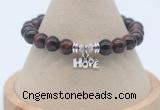 CGB7918 8mm red tiger eye bead with luckly charm bracelets