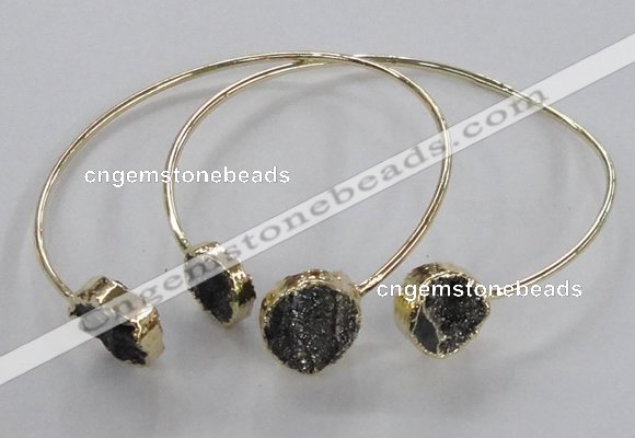 CGB797 12mm - 14mm coin druzy agate gemstone bangles wholesale