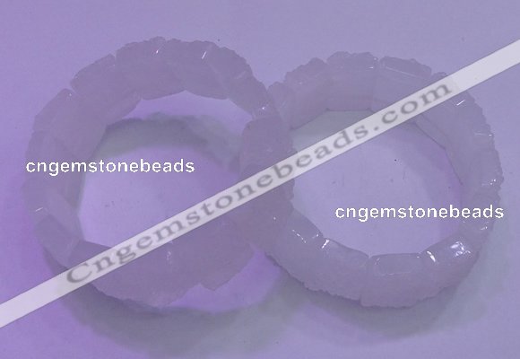 CGB800 8 inches 15*20mm rectangle white druzy agate bracelets