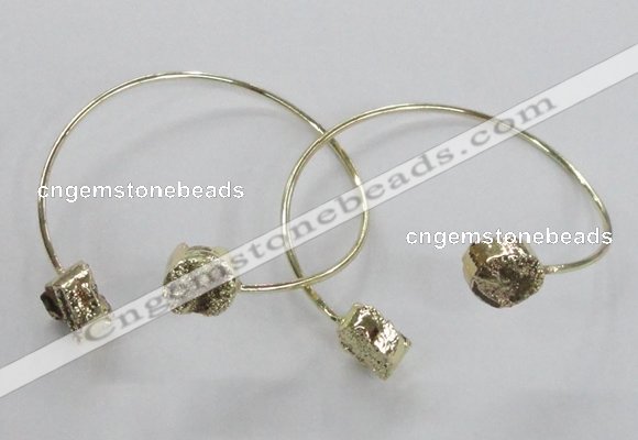 CGB803 12mm - 14mm coin plated druzy agate gemstone bangles