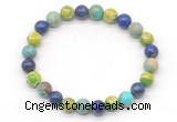 CGB8032 8mm lapis lazuli, blue & green sea sediment jasper beaded stretchy bracelets