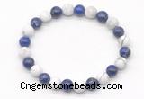 CGB8033 8mm lapis lazuli & matte white howlite beaded stretchy bracelets