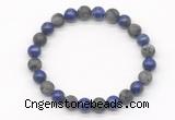 CGB8035 8mm lapis lazuli & matte black labradorite beaded stretchy bracelets