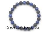 CGB8047 8mm lapis lazuli & matte black agate beaded stretchy bracelets