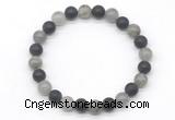 CGB8053 8mm labradorite & matte black agate beaded stretchy bracelets