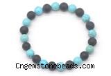 CGB8054 8mm blue howlite & matte black agate beaded stretchy bracelets