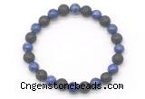 CGB8067 8mm lapis lazuli & black lava beaded stretchy bracelets