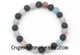 CGB8076 8mm amazonite & black lava beaded stretchy bracelets