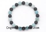 CGB8077 8mm amazonite & black lava beaded stretchy bracelets