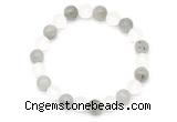 CGB8087 8mm matte white crystal & labradorite beaded stretchy bracelets