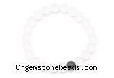 CGB8089 8mm matte white crystal & matte black agate beaded stretchy bracelets